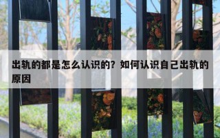 出轨的都是怎么认识的？如何认识自己出轨的原因