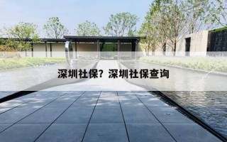 深圳社保？深圳社保查询