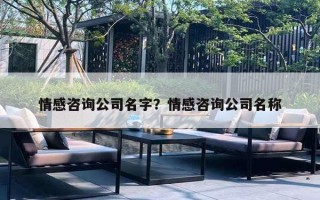 情感咨询公司名字？情感咨询公司名称