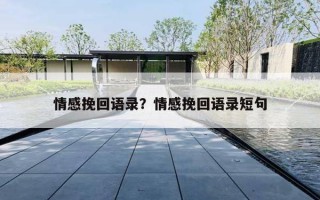 情感挽回语录？情感挽回语录短句