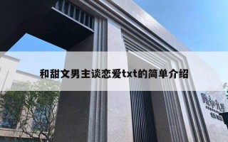 和甜文男主谈恋爱txt的简单介绍