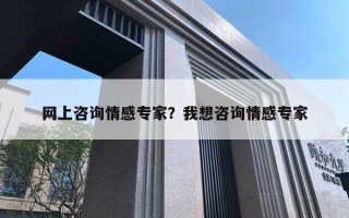 网上咨询情感专家？我想咨询情感专家