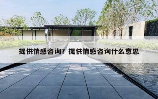 提供情感咨询？提供情感咨询什么意思