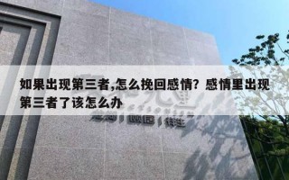 如果出现第三者,怎么挽回感情?感情里出现第三者了该怎么办 如果出现第三者,怎么挽回感情?感情里出现第三者了该怎么办