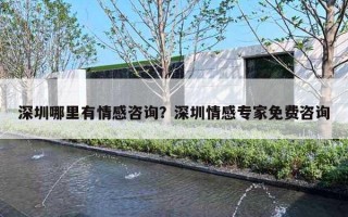 深圳哪里有情感咨询？深圳情感专家免费咨询
