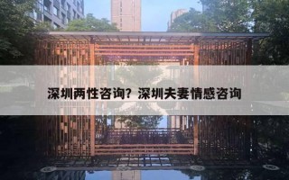 深圳两性咨询？深圳夫妻情感咨询