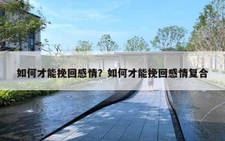 如何才能挽回感情?如何才能挽回感情复合 如何才能挽回感情?如何才能挽回感情复合