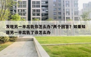发现另一半出轨你怎么办?两个回答？如果知道另一半出轨了该怎么办