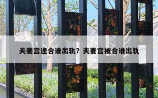夫妻宫逢合谁出轨？夫妻宫被合谁出轨