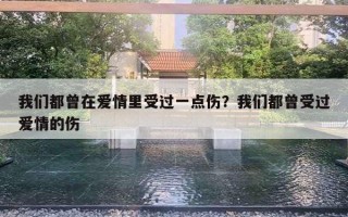 我们都曾在爱情里受过一点伤？我们都曾受过爱情的伤