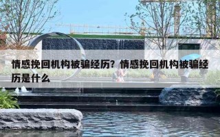 情感挽回机构被骗经历？情感挽回机构被骗经历是什么