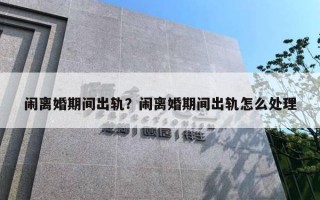闹离婚期间出轨？闹离婚期间出轨怎么处理